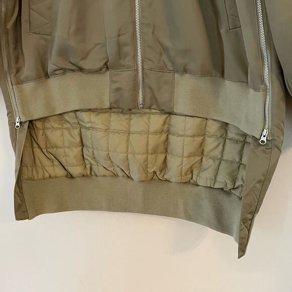 Nike NSW Therma Fit Oversized Bomber Puffer Jacket Quilted Satin Olive WOMEN S M - Picture 5 of 16